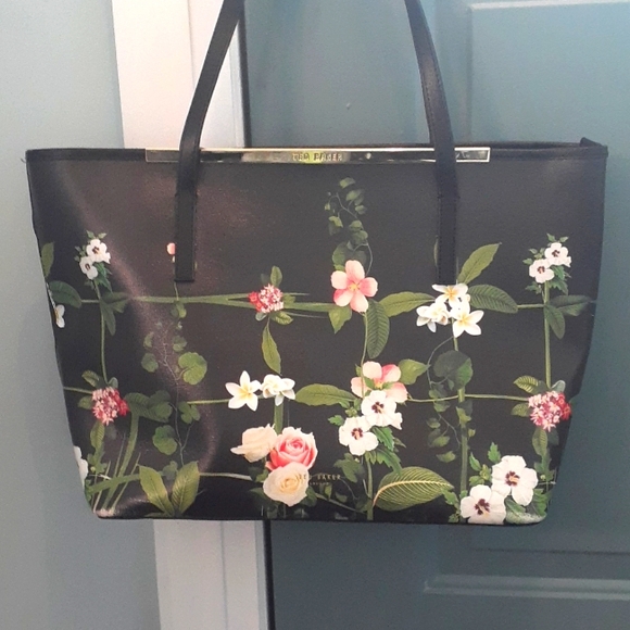 Ted Baker black leather Tamarah Secret Trellis Tote Bag 🌸 - Picture 1 of 12
